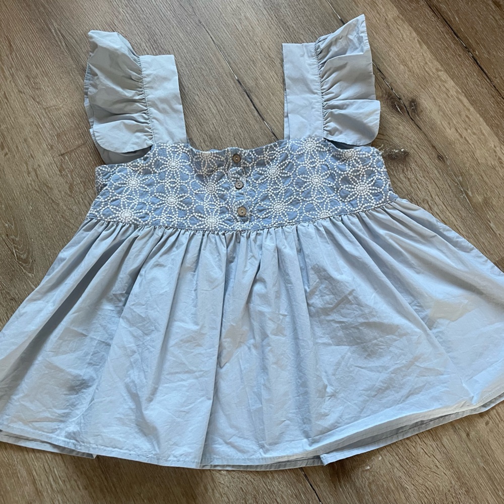 THML Blue Dress with White Embroidery